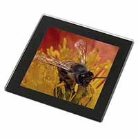 Honey Bee on Flower Black Rim High Quality Glass Coaster