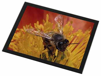 Honey Bee on Flower Black Rim High Quality Glass Placemat