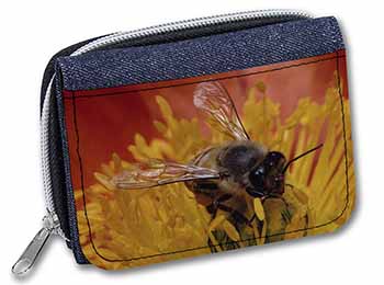 Honey Bee on Flower Unisex Denim Purse Wallet