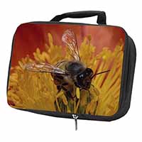 Honey Bee on Flower Black Insulated School Lunch Box/Picnic Bag