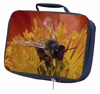 Honey Bee on Flower Navy Insulated School Lunch Box/Picnic Bag