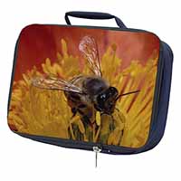 Honey Bee on Flower Navy Insulated School Lunch Box/Picnic Bag