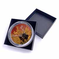 Honey Bee on Flower Glass Paperweight in Gift Box