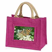 Painted Lady Butterfly Little Girls Small Pink Jute Shopping Bag