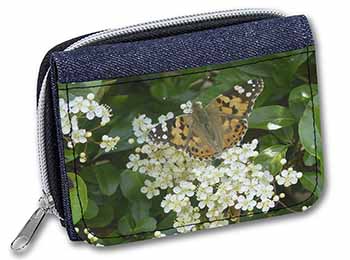 Painted Lady Butterfly Unisex Denim Purse Wallet