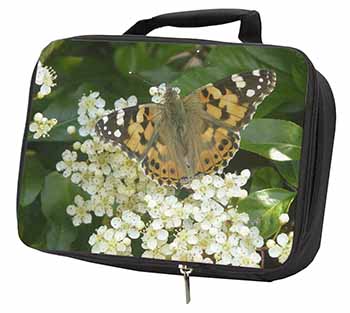 Painted Lady Butterfly Black Insulated School Lunch Box/Picnic Bag