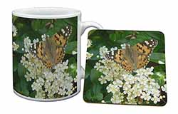 Painted Lady Butterfly Mug and Coaster Set