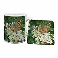 Painted Lady Butterfly Mug and Coaster Set