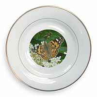 Painted Lady Butterfly Gold Rim Plate Printed Full Colour in Gift Box