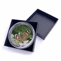 Painted Lady Butterfly Glass Paperweight in Gift Box