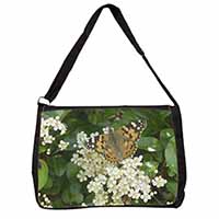 Painted Lady Butterfly Large Black Laptop Shoulder Bag School/College