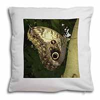 Owl Butterfly on Tree Soft White Velvet Feel Scatter Cushion