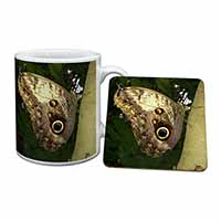Owl Butterfly on Tree Mug and Coaster Set