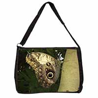 Owl Butterfly on Tree Large Black Laptop Shoulder Bag School/College