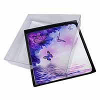 4x ButterFlies Picture Table Coasters Set in Gift Box