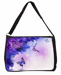 ButterFlies Large Black Laptop Shoulder Bag School/College