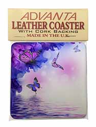 ButterFlies Single Leather Photo Coaster