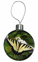 Pretty Black and Yellow Butterfly Christmas Bauble