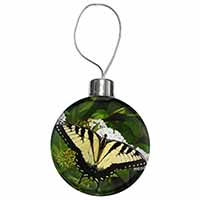 Pretty Black and Yellow Butterfly Christmas Bauble