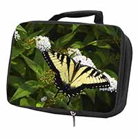 Pretty Black and Yellow Butterfly Black Insulated School Lunch Box/Picnic Bag