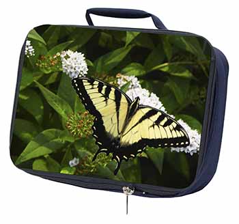Pretty Black and Yellow Butterfly Navy Insulated School Lunch Box/Picnic Bag