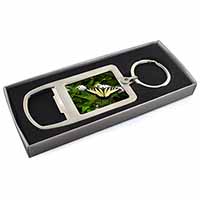 Pretty Black and Yellow Butterfly Chrome Metal Bottle Opener Keyring in Box
