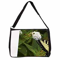 Pretty Black and Yellow Butterfly Large Black Laptop Shoulder Bag School/College
