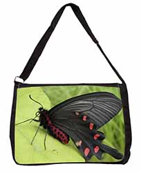Black and Red Butterflies Large Black Laptop Shoulder Bag School/College