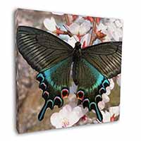Black and Blue Butterfly Square Canvas 12"x12" Wall Art Picture Print