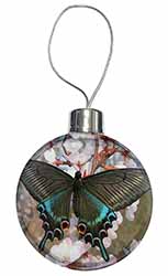 Black and Blue Butterfly Christmas Bauble
