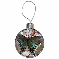 Black and Blue Butterfly Christmas Bauble