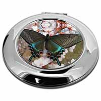 Black and Blue Butterfly Make-Up Round Compact Mirror
