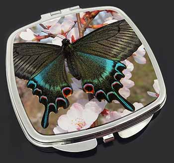 Black and Blue Butterfly Make-Up Compact Mirror