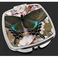 Black and Blue Butterfly Make-Up Compact Mirror