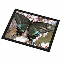 Black and Blue Butterfly Black Rim High Quality Glass Placemat