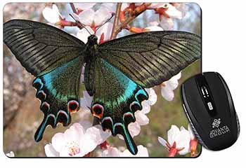 Black and Blue Butterfly Computer Mouse Mat