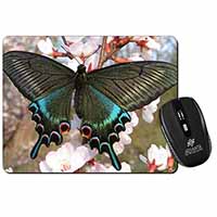 Black and Blue Butterfly Computer Mouse Mat