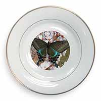 Black and Blue Butterfly Gold Rim Plate Printed Full Colour in Gift Box