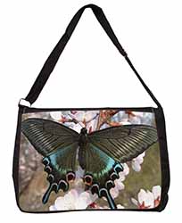 Black and Blue Butterfly Large Black Laptop Shoulder Bag School/College