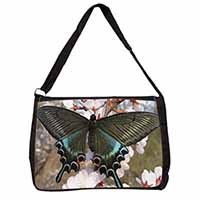 Black and Blue Butterfly Large Black Laptop Shoulder Bag School/College