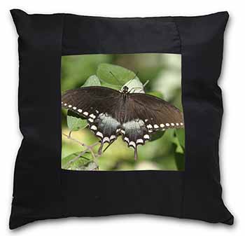 Butterflies, Brown Butterfly Black Satin Feel Scatter Cushion