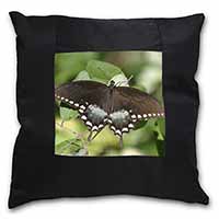 Butterflies, Brown Butterfly Black Satin Feel Scatter Cushion