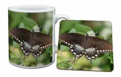 Butterflies, Brown Butterfly Mug and Coaster Set
