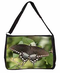 Butterflies, Brown Butterfly Large Black Laptop Shoulder Bag School/College