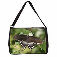 Butterflies, Brown Butterfly Large Black Laptop Shoulder Bag School/College