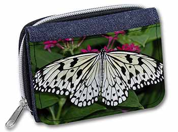 Black and White Butterfly Unisex Denim Purse Wallet