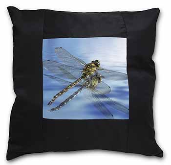 Dragonflies,Dragonfly Over Water,Print Black Satin Feel Scatter Cushion