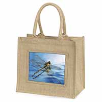 Dragonflies,Dragonfly Over Water,Print Natural/Beige Jute Large Shopping Bag