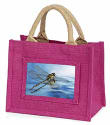 Dragonflies,Dragonfly Over Water,Print Little Girls Small Pink Jute Shopping Bag