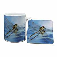 Dragonflies,Dragonfly Over Water,Print Mug and Coaster Set